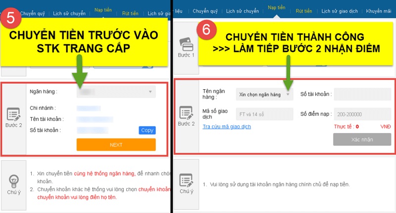 Hướng dẫn nạp tiền thabet